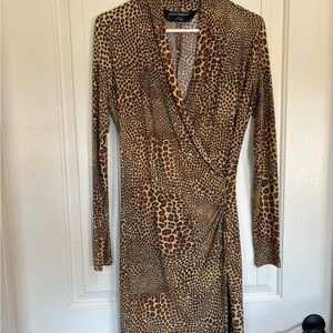 Norma Kamali Animal Print Long Sleeve Dress
